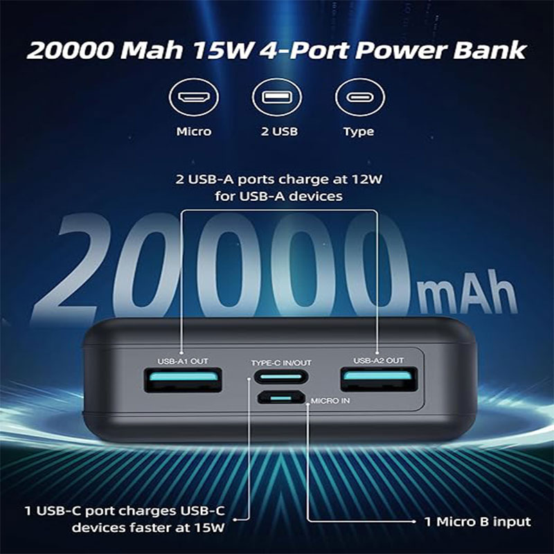 پاوربانک 20000 میلیآمپری راوپاور مدل RAVPower RP-PB1216 - Image 2