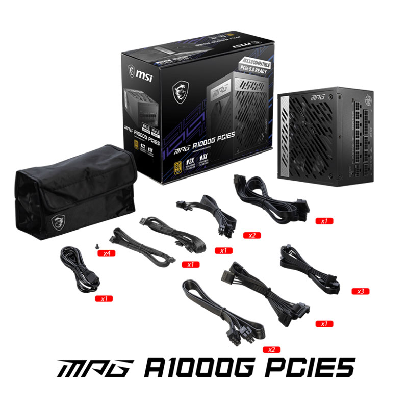 منبع تغذیه کامپیوتر ام اس آی مدل MSI MPG A1000G PCIE5 1000W - Image 4