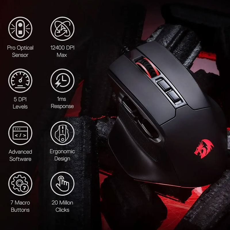 ماوس گیمینگ ردراگون با سیم مدل Redragon BULLSEYE M806 RGB - Image 3