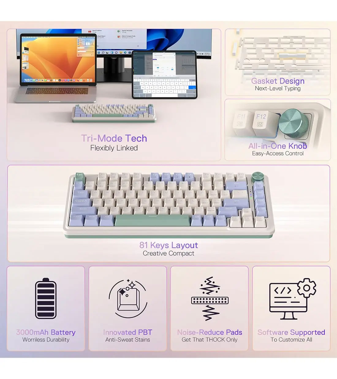 کیبورد بی سیم/باسیم گیمینگ ردراگون مدل Redragon UCAL PRO K673 CPG RGB - Image 3